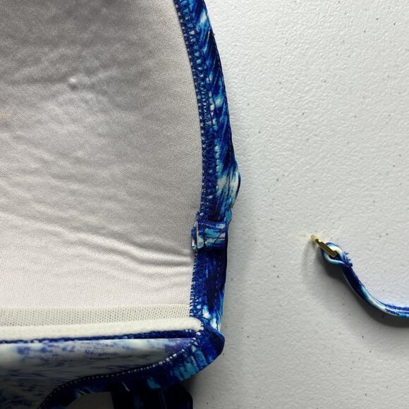 Jessica Simpson Womens Bikini Swim Top Blue Flouce Overlay Size Medium - Picture 8 of 10